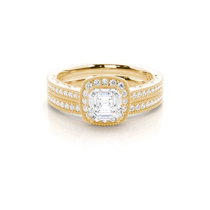 Vintage Halo Bridal Set with Studded Shank