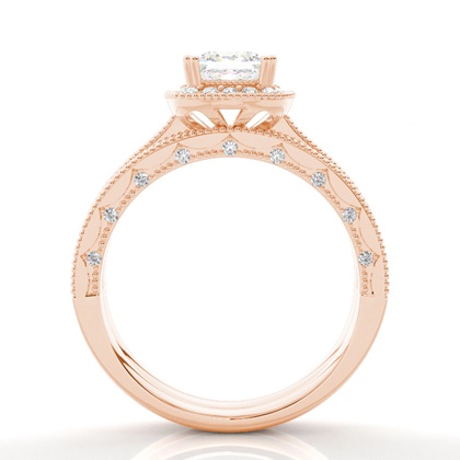 Vintage Halo Brautschmuck Set mit besetzen Ring