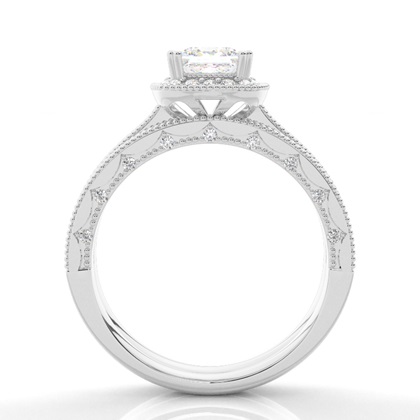 Vintage Halo Brautschmuck Set mit besetzen Ring