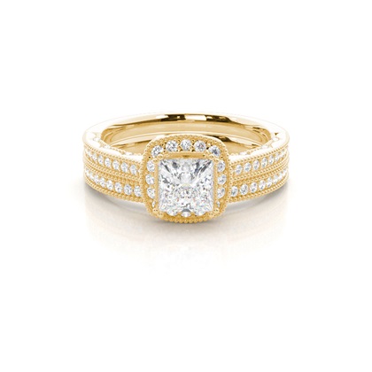 Vintage Halo Bridal Set with Studded Shank