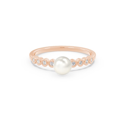 Freshwater Pearl Ring With Diamond Accents