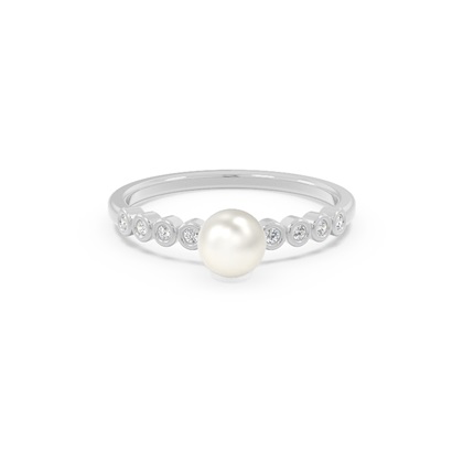 Freshwater Pearl Ring With Diamond Accents