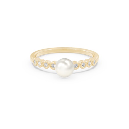 Freshwater Pearl Ring With Diamond Accents