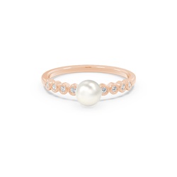 Freshwater Pearl Ring With Diamond Accents