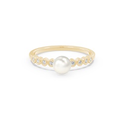 Süßwasserperlen Ring Mit Diamantbesatz