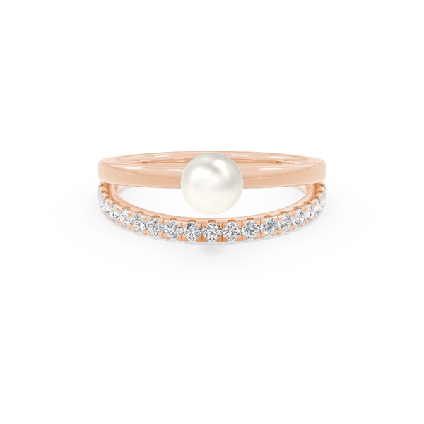Freshwater Pearl Diamond Accented Dual Shank Ring