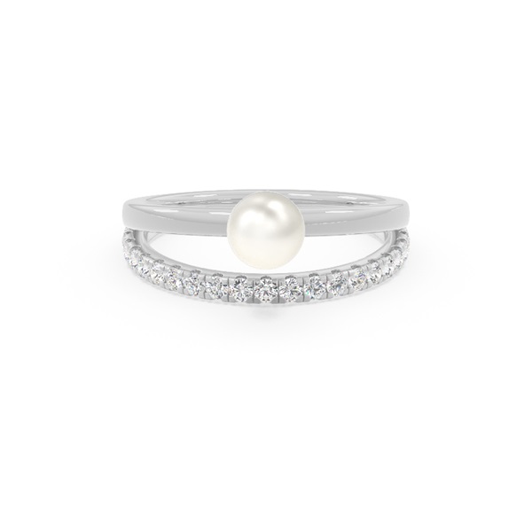 Freshwater Pearl Diamond Accented Dual Shank Ring