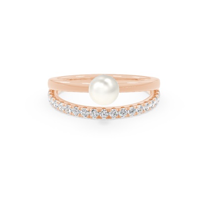 Freshwater Pearl Diamond Accented Dual Shank Ring