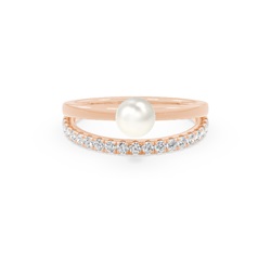 Freshwater Pearl Diamond Accented Dual Shank Ring