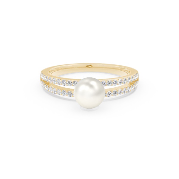 Split Shank Freshwater Pearl Studded Ring
