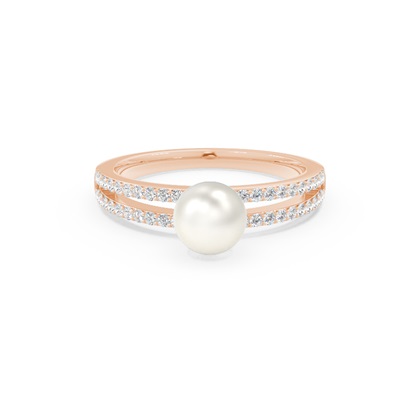 Split Shank Freshwater Pearl Studded Ring