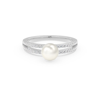 Split Shank Freshwater Pearl Studded Ring