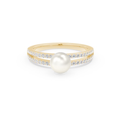 Split Shank Freshwater Pearl Studded Ring