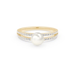 Split Shank Freshwater Pearl Studded Ring