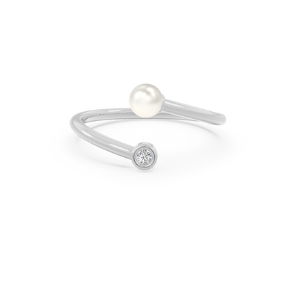 Freshwater Pearl Bypass Engagement Ring