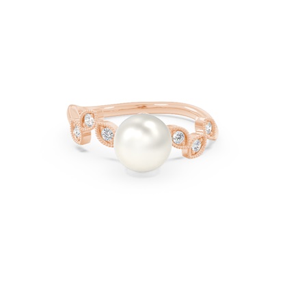 Vintage Inspired Freshwater Pearl Diamond Studded Ring
