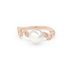 Vintage Inspired Freshwater Pearl Diamond Studded Ring