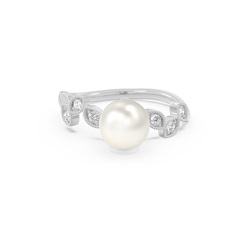 Vintage Inspired Freshwater Pearl Diamond Studded Ring