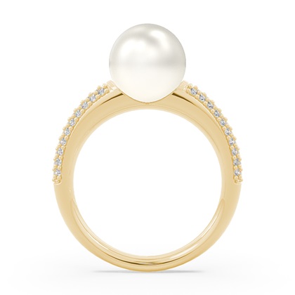Süßwasserperlen Diamantring  In Pavefassung