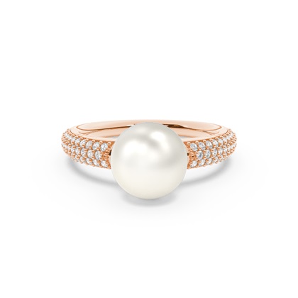 Freshwater Pearl Pave Diamond Accented Ring