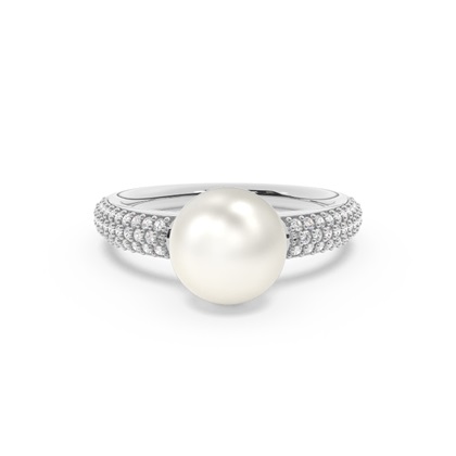 Freshwater Pearl Pave Diamond Accented Ring