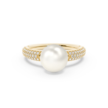Freshwater Pearl Pave Diamond Accented Ring