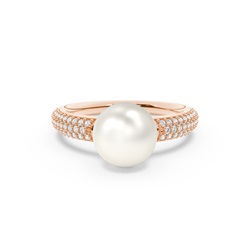 Freshwater Pearl Pave Diamond Accented Ring