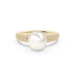 Freshwater Pearl Pave Diamond Accented Ring