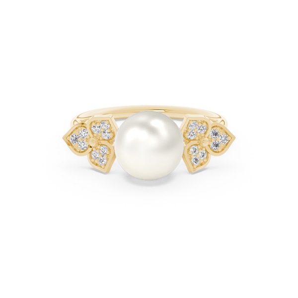 Floral Look Freshwater Pearl Diamond Accented Ring