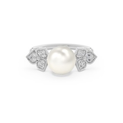 Floraler Süßwasserperlen Diamantring