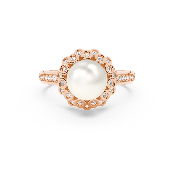 Floral Look Freshwater Pearl Halo Ring