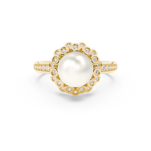 Floral Look Freshwater Pearl Halo Ring