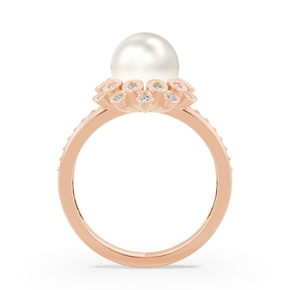 Floraler Süßwasserperlen Halo Diamantring