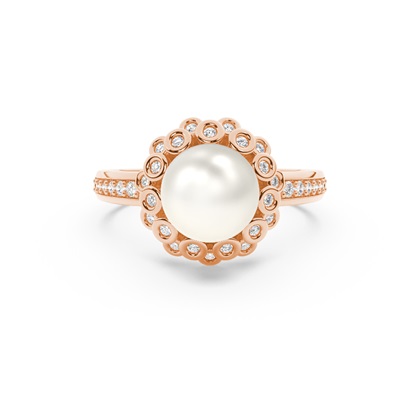 Floral Look Freshwater Pearl Halo Ring