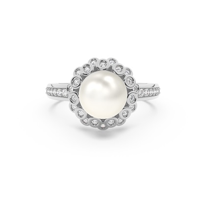Floral Look Freshwater Pearl Halo Ring