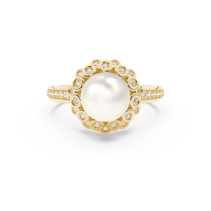 Floral Look Freshwater Pearl Halo Ring