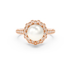 Floral Look Freshwater Pearl Halo Ring