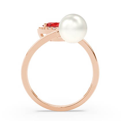 Süßwasserperlen Diamantring Mit Rubin In Tropfenform