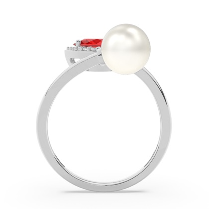 Süßwasserperlen Diamantring Mit Rubin In Tropfenform