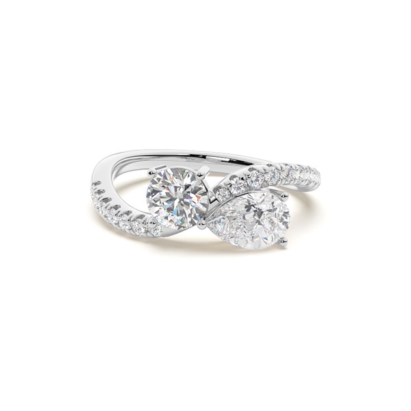 Toi Et Moi Bypass Diamond Engagement Ring