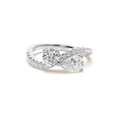 Toi Et Moi Bypass Diamond Engagement Ring