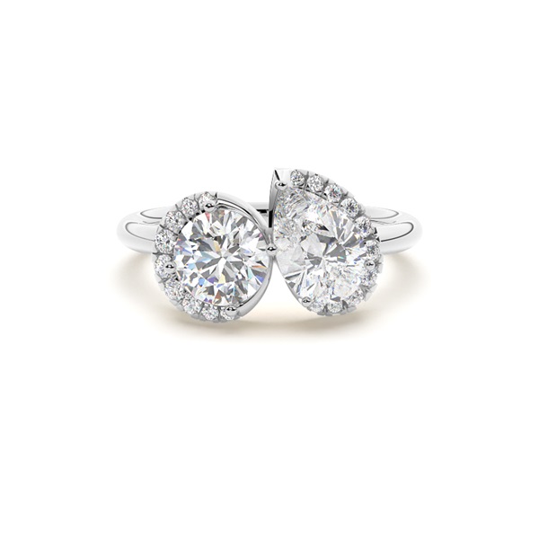 Toi Et Moi Diamond Halo Engagement Ring
