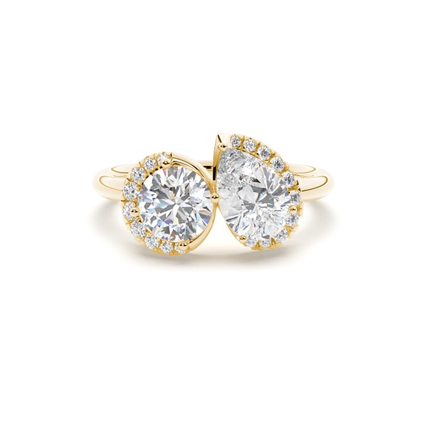 Toi Et Moi Diamond Halo Engagement Ring