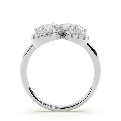 Toi Et Moi Diamant-Halo-Verlobungsring