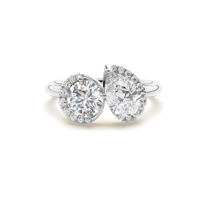 Toi Et Moi Diamond Halo Engagement Ring
