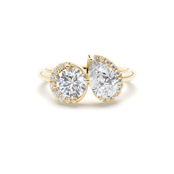 Toi Et Moi Diamond Halo Engagement Ring