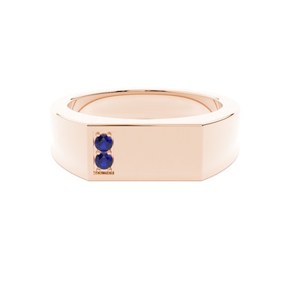 Men's Signet Ring With Blue Sapphire Gemstone
