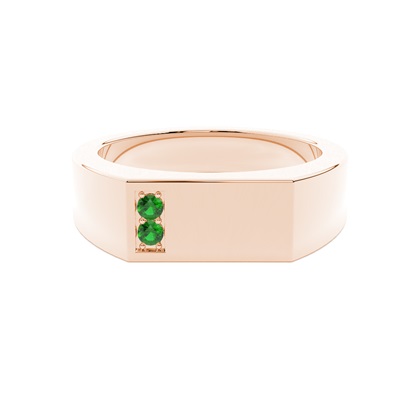 Men's Signet Ring With Emerald Gemstone