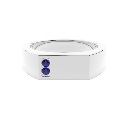 Men's Signet Ring With Blue Sapphire Gemstone