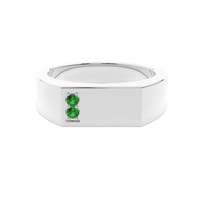 Men's Signet Ring With Emerald Gemstone